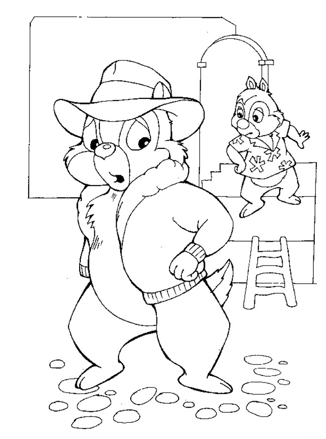 Plansa de colorat cu Chip si Dale 1 1